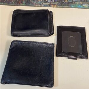 Black Leather Wallet Set